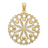 14k and White Rhodium Diamond-cut Flower Pendant