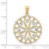 14k and White Rhodium Diamond-cut Flower Pendant