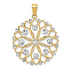 14k and White Rhodium Diamond-cut Flower Pendant