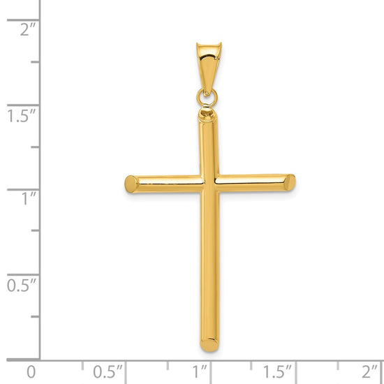 14k 3-D Polished Hollow Cross Pendant