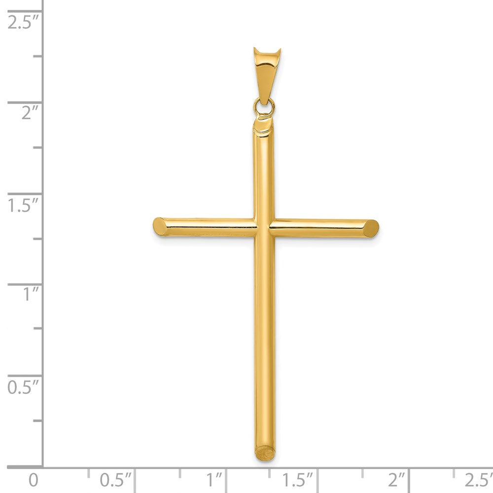 14k 3-D Polished Hollow Cross Pendant