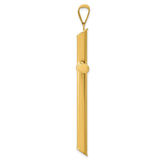 14k Large 3-D Polished Hollow Cross Pendant