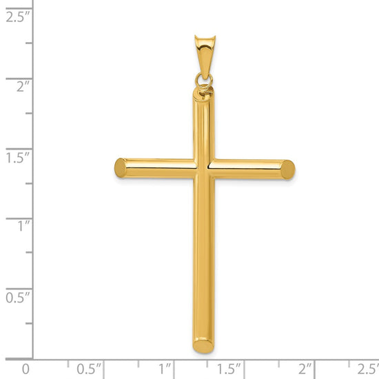 14k Large 3-D Polished Hollow Cross Pendant