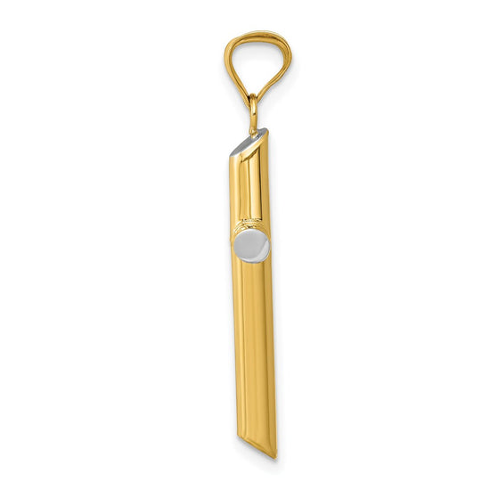 14k and White Rhodium 3-D Hollow Cross Pendant