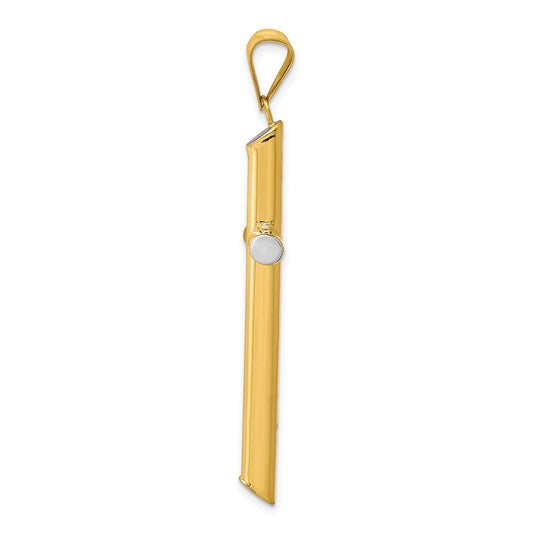 14k and White Rhodium 3-D Hollow Cross Pendant