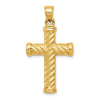 14k Reversible Diamond-cut Textured Cross Pendant