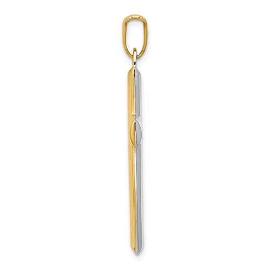 14K and White Rhodium Reversible Yellow/White Cross Pendant