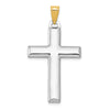 14K and White Rhodium Reversible Yellow/White Cross Pendant