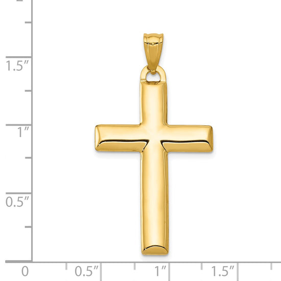 14K and White Rhodium Reversible Yellow/White Cross Pendant