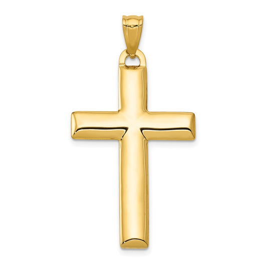 14K and White Rhodium Reversible Yellow/White Cross Pendant
