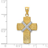 14K Two-tone Diamond-cut -X- Cross Pendant