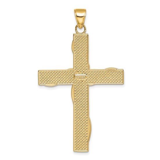 14K and White Rhodium Large HOPE FAITH LOVE BELIEVE Cross Pendant