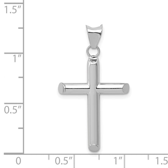 14k White Gold Polished Hollow Cross Pendant
