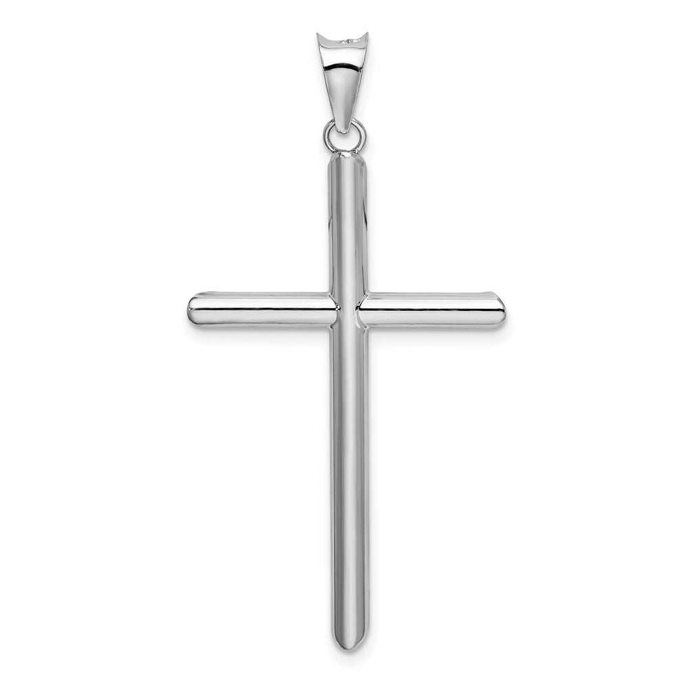 14k White Gold Large Polished Hollow Cross Pendant