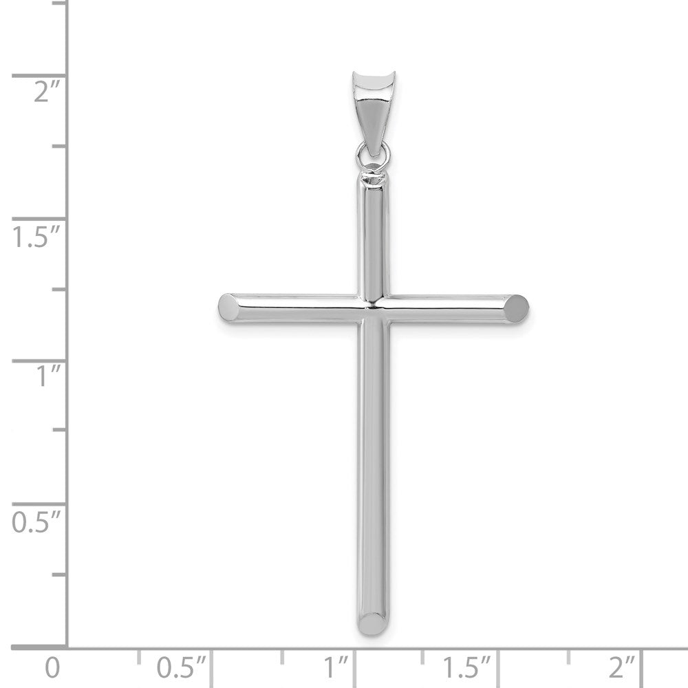 14k White Gold Large Polished Hollow Cross Pendant