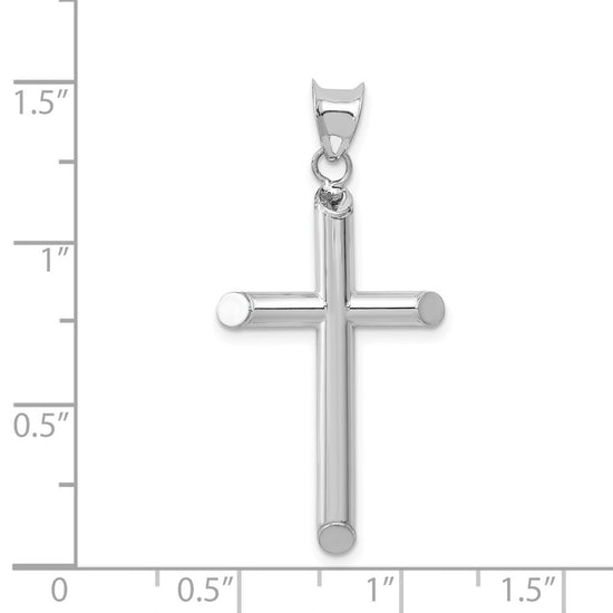 14k White Gold Hollow Cross Pendant