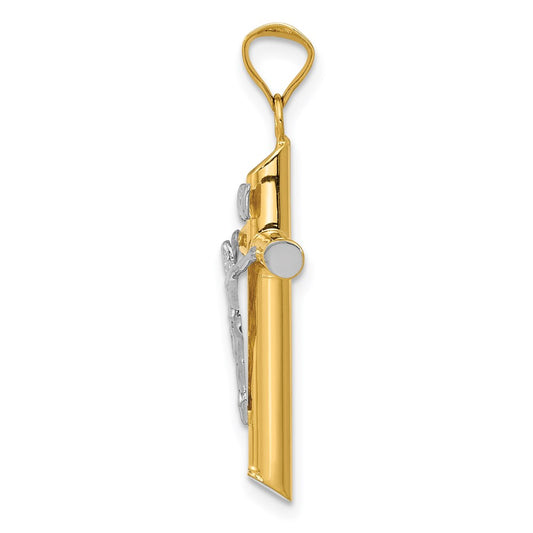 14K Two-Tone and White Rhodium Inri Crucifix Pendant
