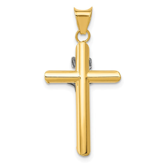 14K Two-Tone and White Rhodium Inri Crucifix Pendant