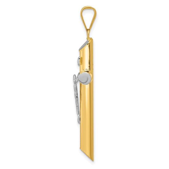 14K Two-Tone and White Rhodium Inri Crucifix Pendant