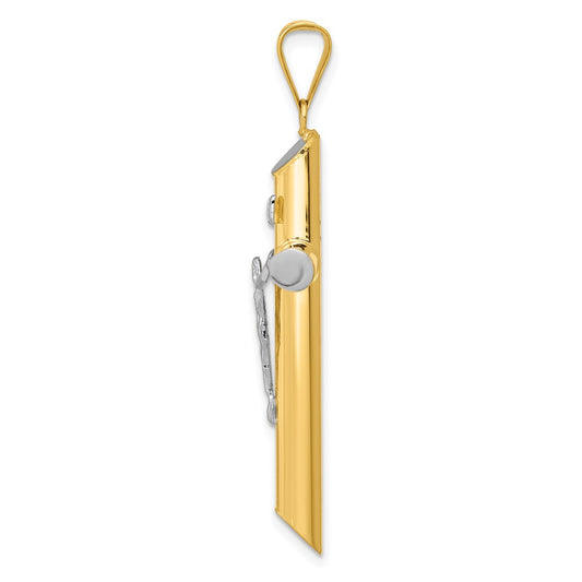 14K Two-Tone and White Rhodium Inri Crucifix Pendant