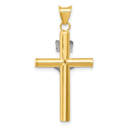 14k Two-tone INRI Crucifix Pendant
