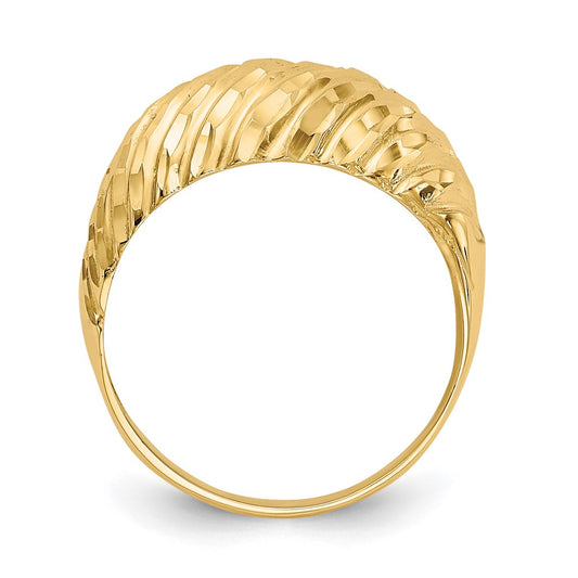 14K Diamond-cut Dome Ring