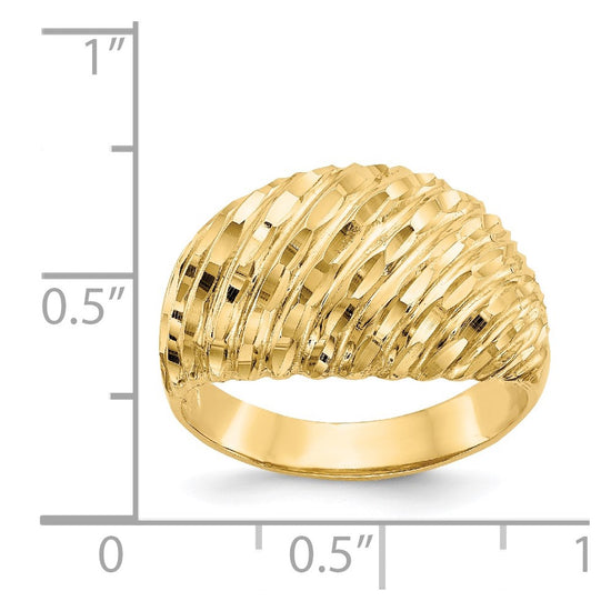 14K Diamond-cut Dome Ring