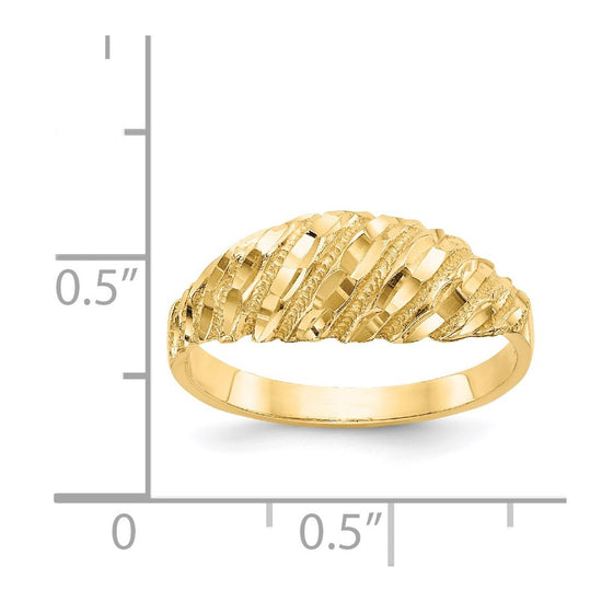 14K Diamond Cut Dome Ring