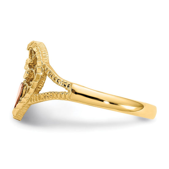 14K Two-tone Diamond-cut Quinceanera 15 in Heart Ring