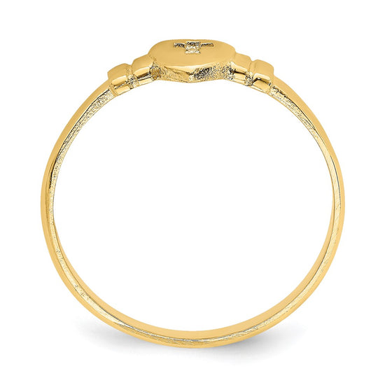 14k Heart with Cut-Out Cross Ring
