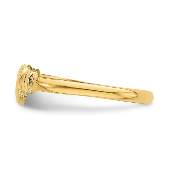 14k Heart with Cut-Out Cross Ring