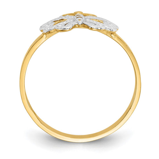 14k and White Rhodium Butterfly Ring