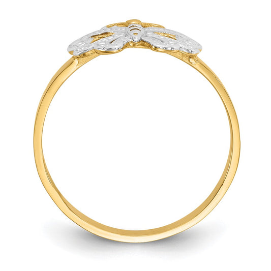 14k and White Rhodium Butterfly Ring