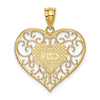 14K Polished Filigree Border Heart Pendant