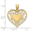 14K Polished Filigree Border Heart Pendant