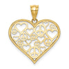 14K Polished Hearts and Peace Signs in Heart Pendant