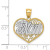 14k and White Rhodium Filigree #1 MOM Heart Pendant