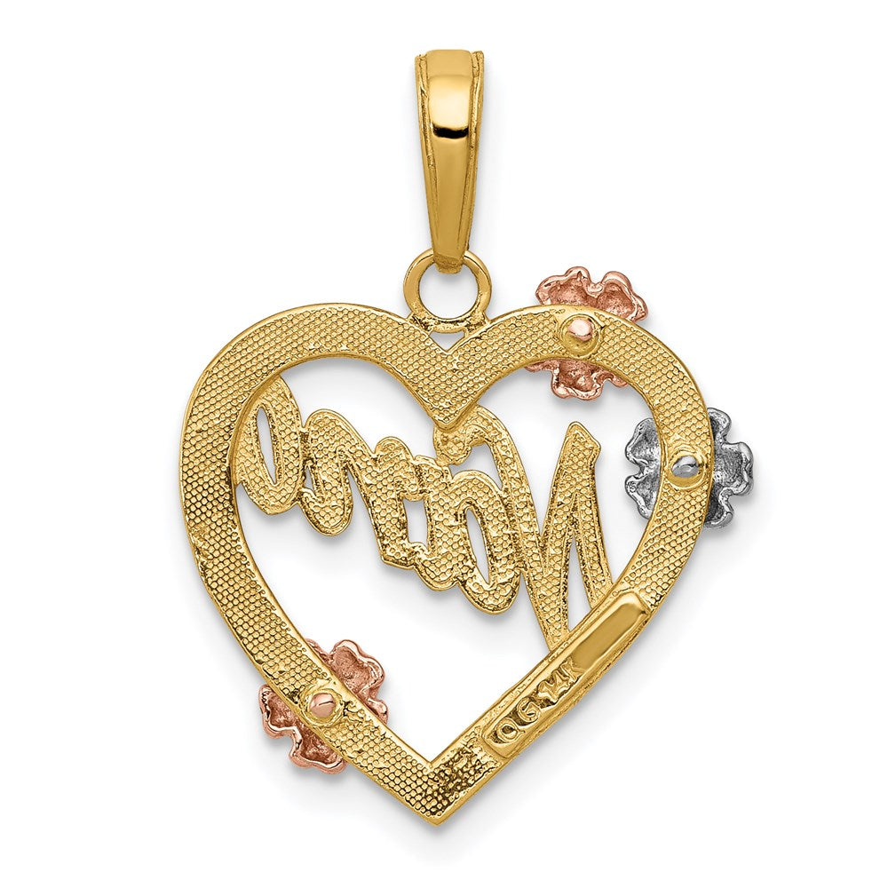 Gold Tri-color NANA Heart with Flowers Pendant