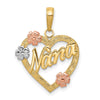 Gold Tri-color NANA Heart with Flowers Pendant