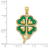 14K 4-Leaf Clover Pendant with Green Enameled Tips Pendant