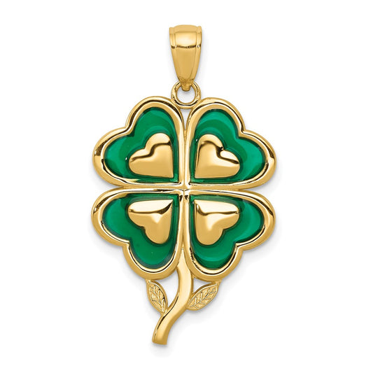 Gold Polished Four Leaf Cl.over Pendants