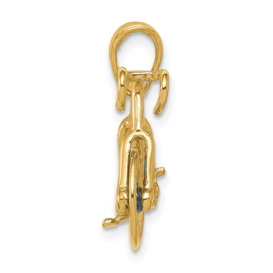 14K 3-D Blue Enameled Bicycle with Moveable Wheels Pendant