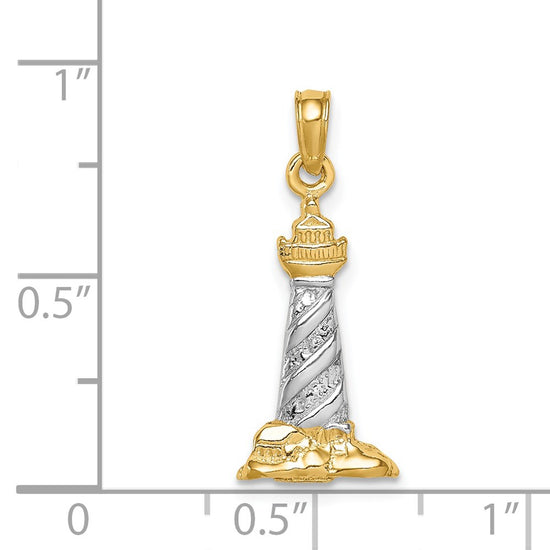 14K with White Rhodium 3-D St. Augustine Lighthouse Pendant