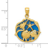 14K Blue Enameled Shell Cluster Pendant
