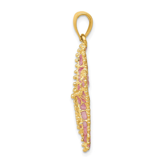 14K Pink Enameled Starfish Pendant