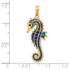 14K 3-D Blue Enameled Seahorse Pendant