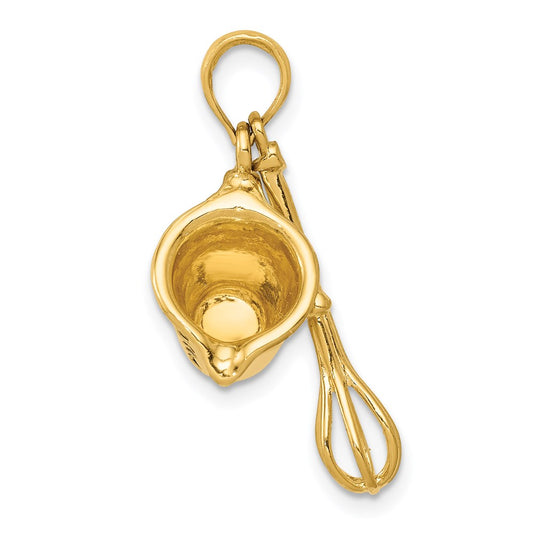14K 3-D Black Enameled Measuring Cup and Whisk Pendant