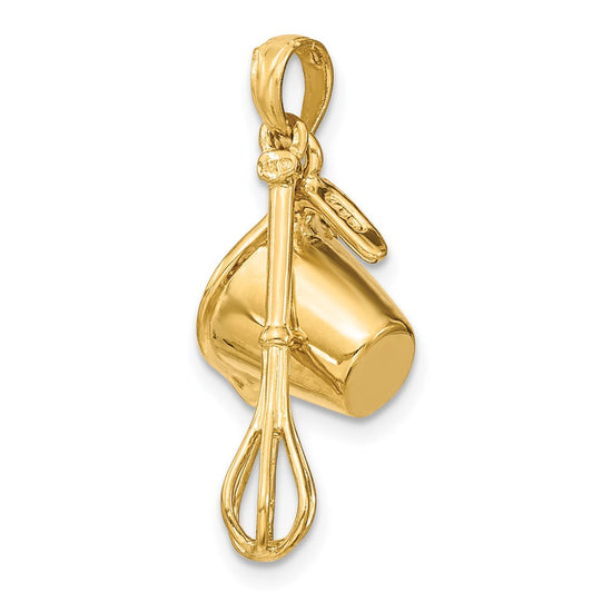 14K 3-D Black Enameled Measuring Cup and Whisk Pendant