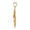 14K Enameled Hummingbird and Flower in Circle Pendant