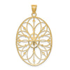 14k and  White Rhodium Floral Filigree Medallion Pendant